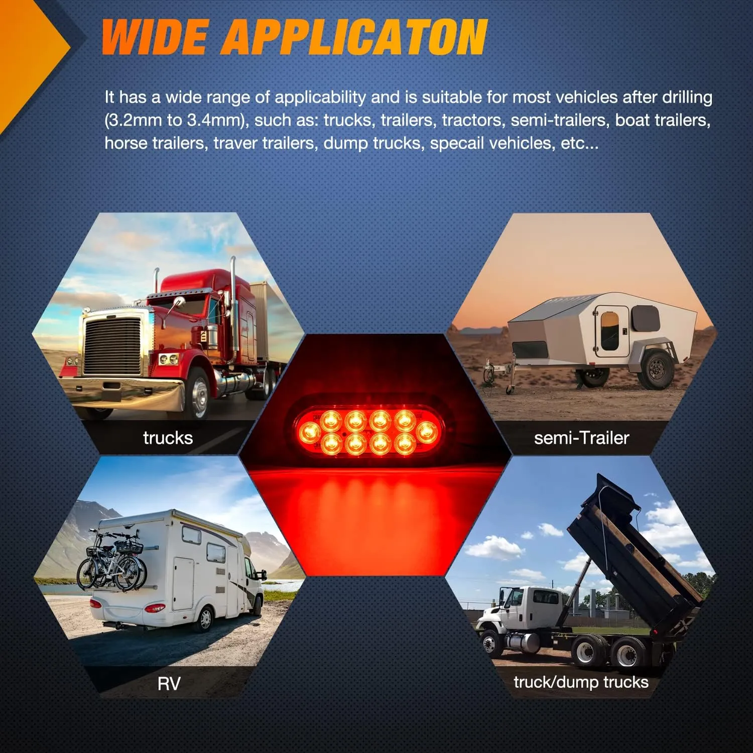 Nilight 6 Inch Oval Red White Amber LED Trailer Tail Light 6PCS Waterproof Stop Brake Turn Signals Reverse Back Up Surface Mount Trailers Lights for Truck RV Boat Bus Lorry Van Caravan