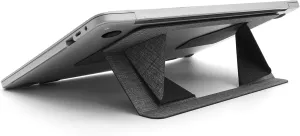 NomadLabs Hinge Foldable Laptop Stand - Lightweight Portable Laptop Stand for Travel - Easy Setup, Ultra-Thin Design - Flat, 15° & 20° Angle - Vegan Leather with Fiberglass - 8.75x5.25x0.1 (Grey)