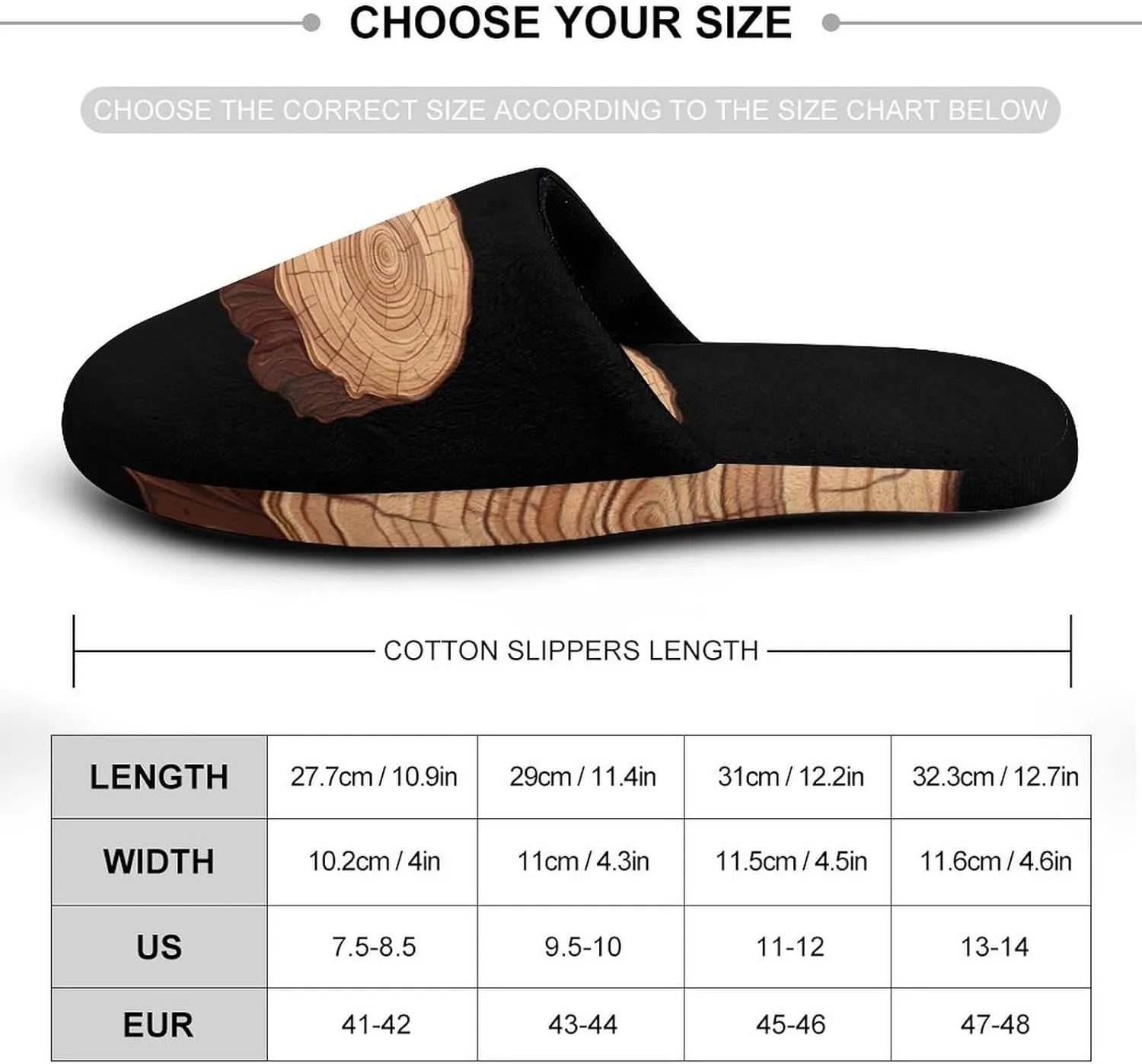 Oak Tree Ring Old Growth Tree Men's House Shoes Cotton Slippers Warm Bedroom Shoes Soft Slipper for Indoor Outdoor