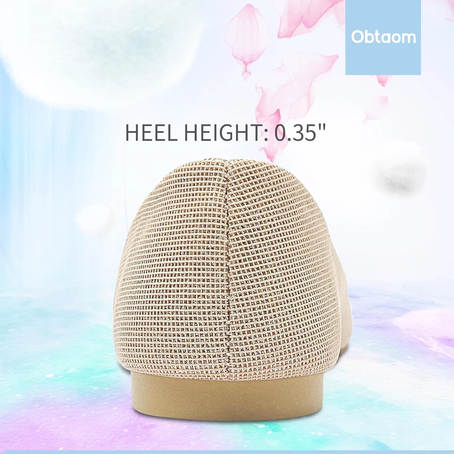 Obtaom Round Toe Women Flat Shoes Slip on Girls Dress Black Ballet Flats