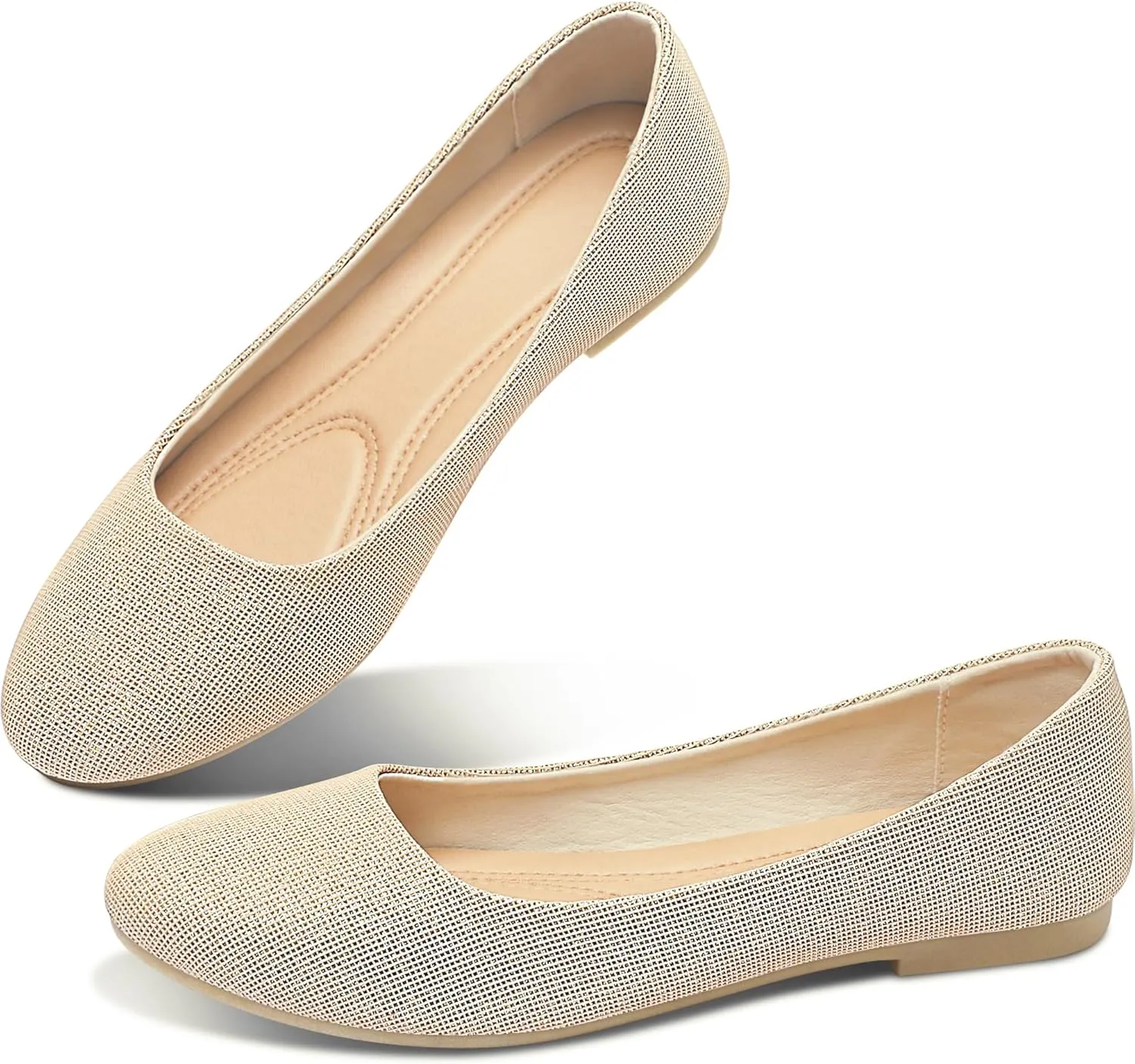 Obtaom Round Toe Women Flat Shoes Slip on Girls Dress Black Ballet Flats