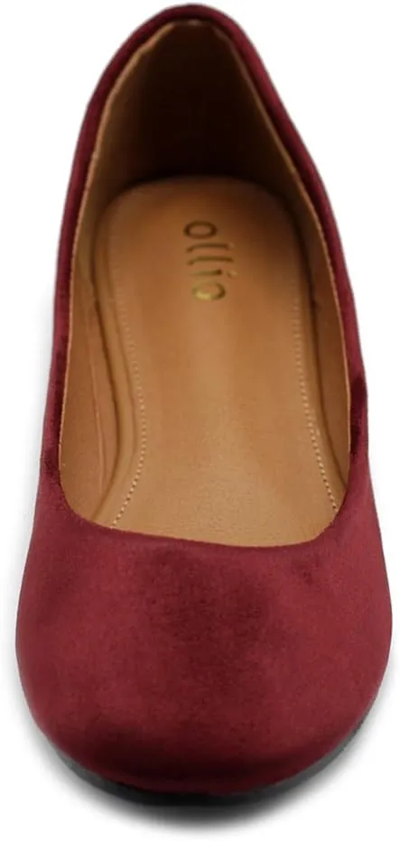 Ollio Womens Shoe Ballet Light Faux Suede Low Heels Flat