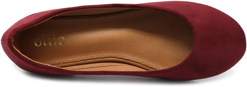 Ollio Womens Shoe Ballet Light Faux Suede Low Heels Flat