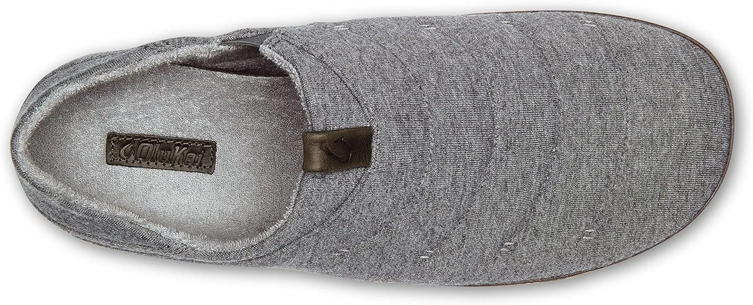 OluKai Mahana Men’s Soft Cotton Slippers, Cotton Blended Jersey & Full-Grain Leather Pull Loop, Comfortable & Breathable Fit