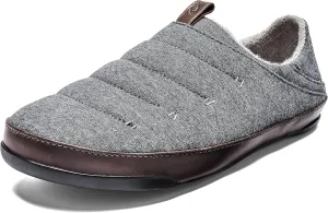 OluKai Mahana Men’s Soft Cotton Slippers, Cotton Blended Jersey & Full-Grain Leather Pull Loop, Comfortable & Breathable Fit