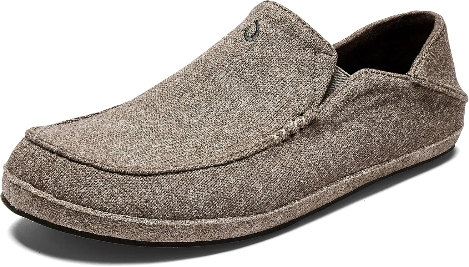 OLUKAI Moloa Hulu Men's Wool-Blend Slippers, Soft & Heathered Knit Slip On Shoes, Suede Leather Foxing, Drop-In Heel Design