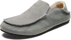 OLUKAI Moloa Slipper Men's Premium Leather Slip On Shoes, Soft Genuine Shearling Lining & Gel Insert, Drop-In Heel & All-Day Comfort