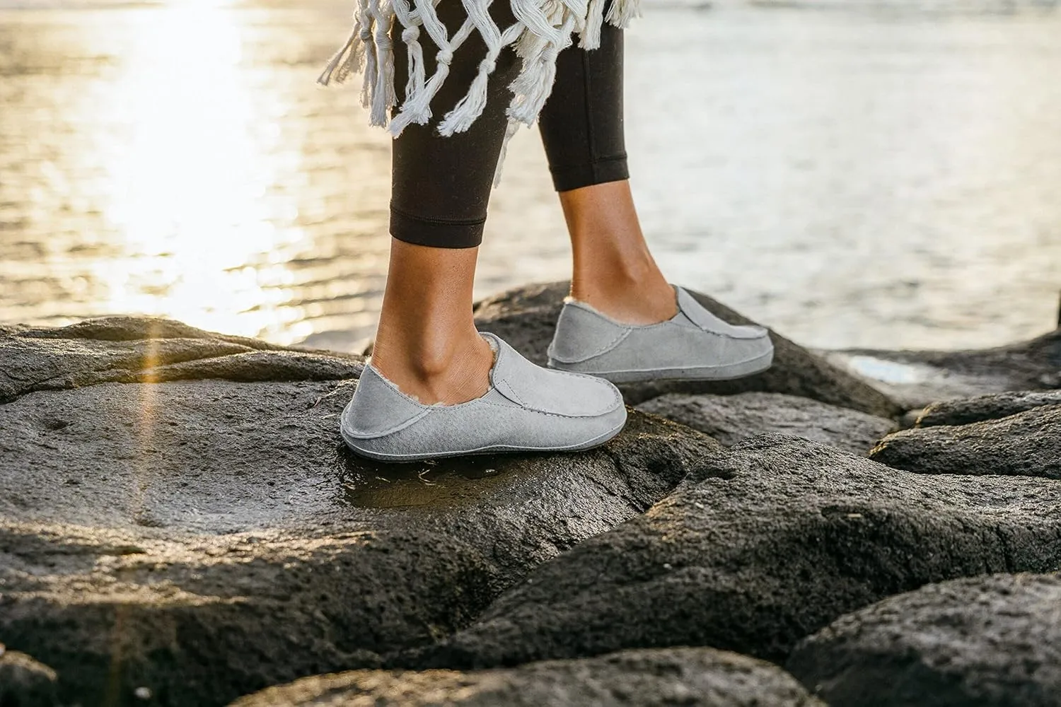 OLUKAI Nohea Slipper, Women's Slip-On Shoes, Genuine Shearling & Premium Nubuck Leather, Drop-In Heel Design, Cozy & Ultra-Soft Comfort Fit