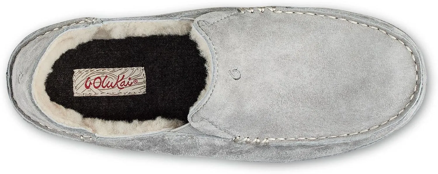 OLUKAI Nohea Slipper, Women's Slip-On Shoes, Genuine Shearling & Premium Nubuck Leather, Drop-In Heel Design, Cozy & Ultra-Soft Comfort Fit