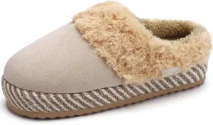 ONCAI Women's Slippers with Cushion Yoga Mat Faux Fur Fuzzy Suede Warm Winter Woman House Slippers Indoor/Outdoor Cozy Rubber Sole US Size 5-11
