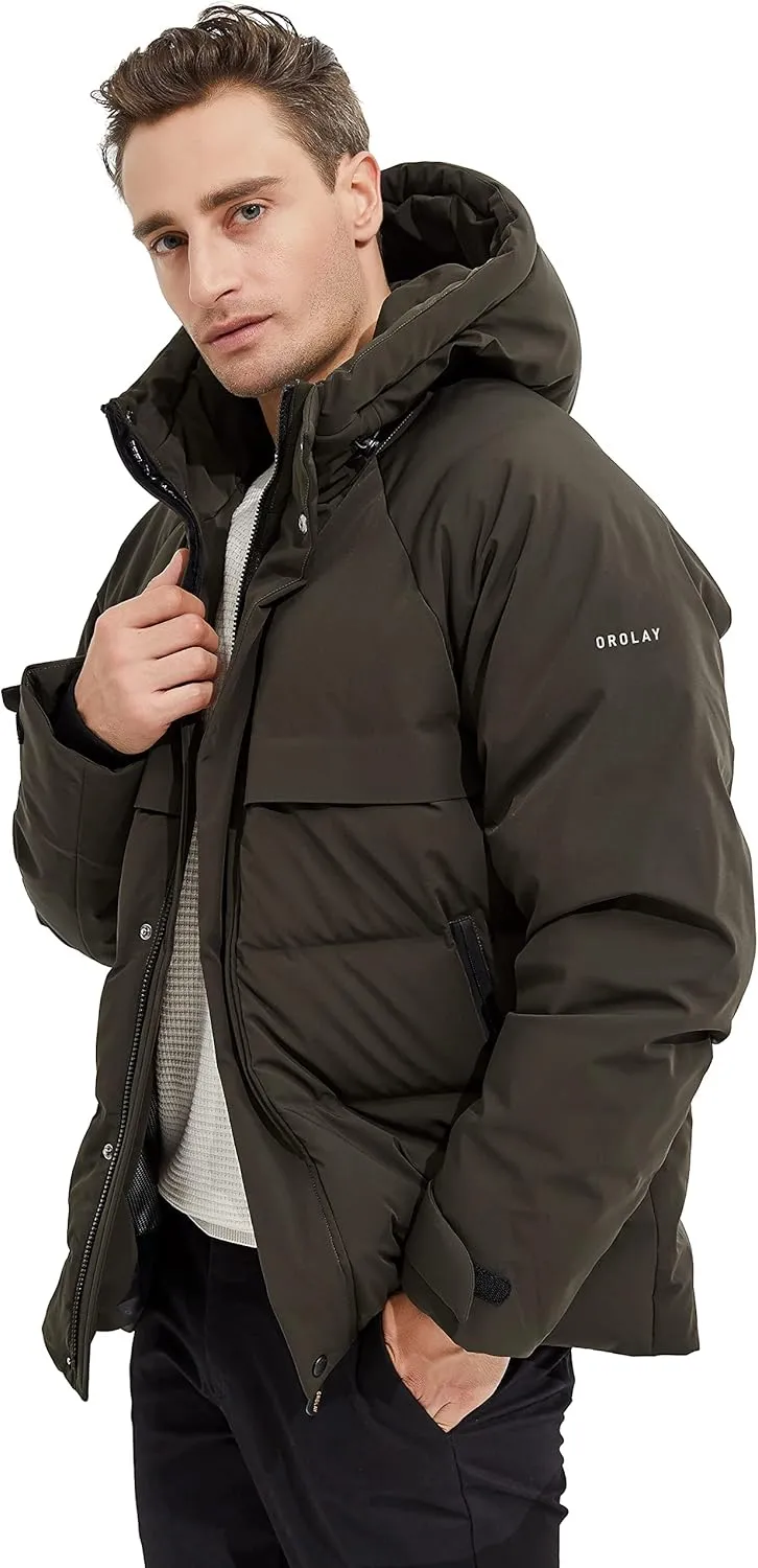 Orolay Men's Down Jacket with Adjustable Hood