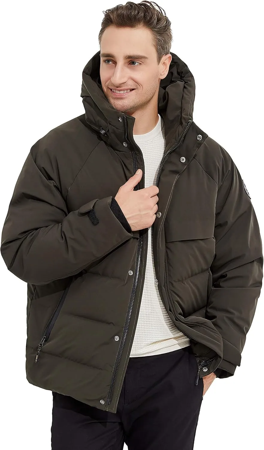 Orolay Men's Down Jacket with Adjustable Hood