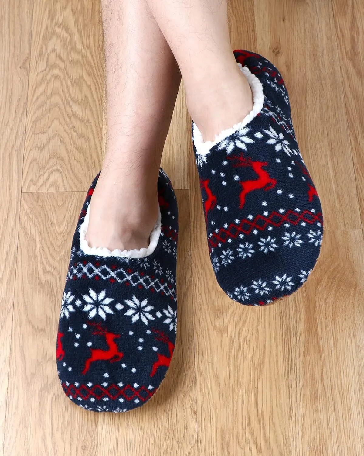 Panda Bros Mens Slipper Socks Low Cut Super Soft Warm Home Sock with Non-Slip Indoor Slipper Shoes Socks