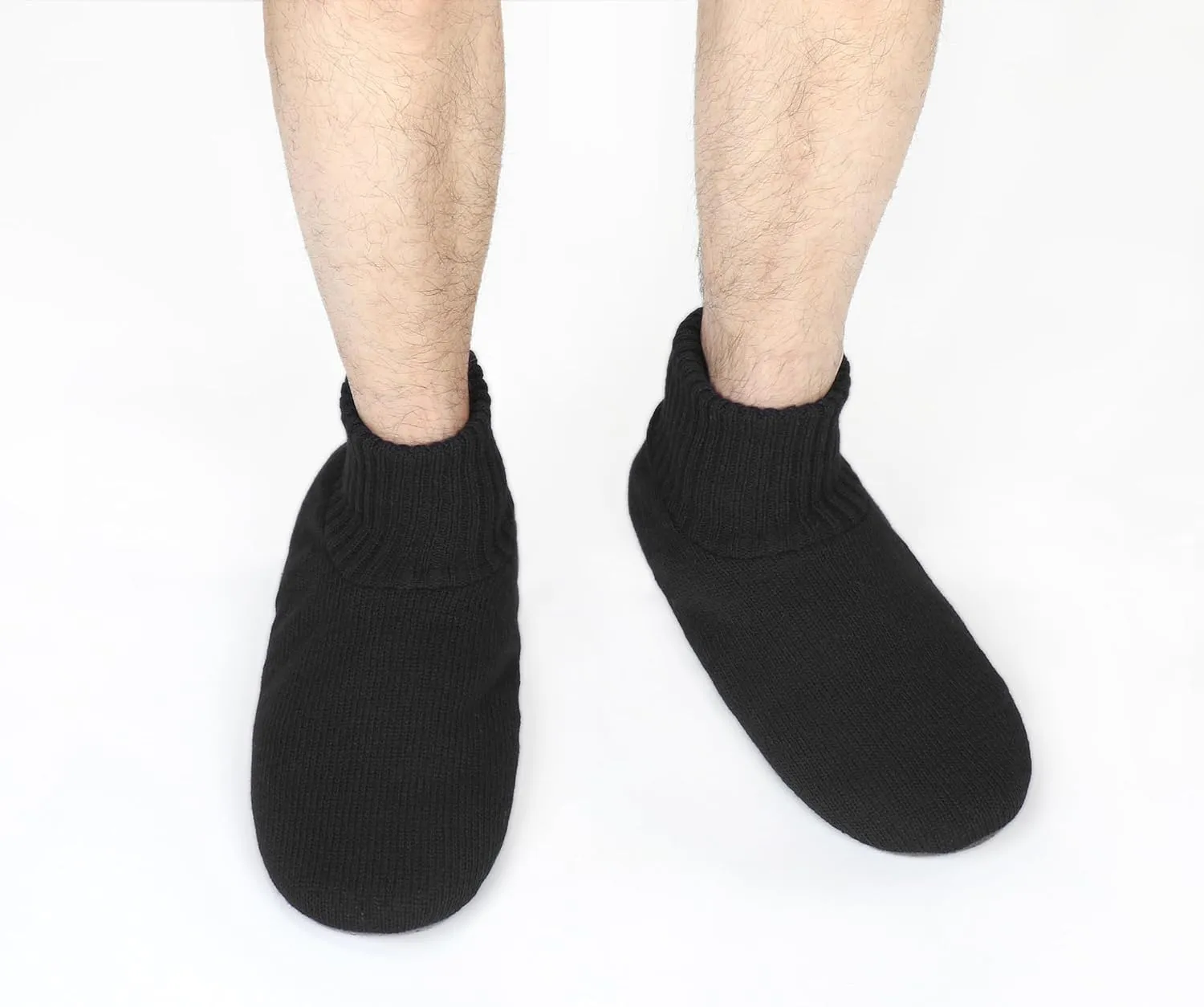 Panda Bros Men's Slipper Socks, Winter Cable Knit Non-Skid Warm Cozy Soft Indoor Socks With Fluffy Sherpa Lined