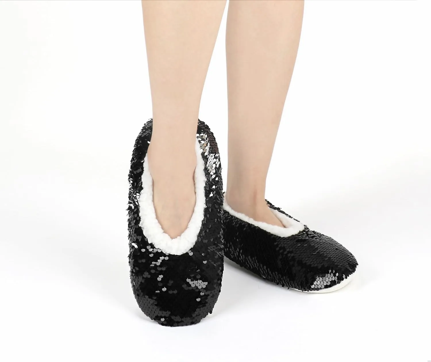 Panda Bros Womens Ballerina Sequin Slippers, Bling House Slippers With Grippers