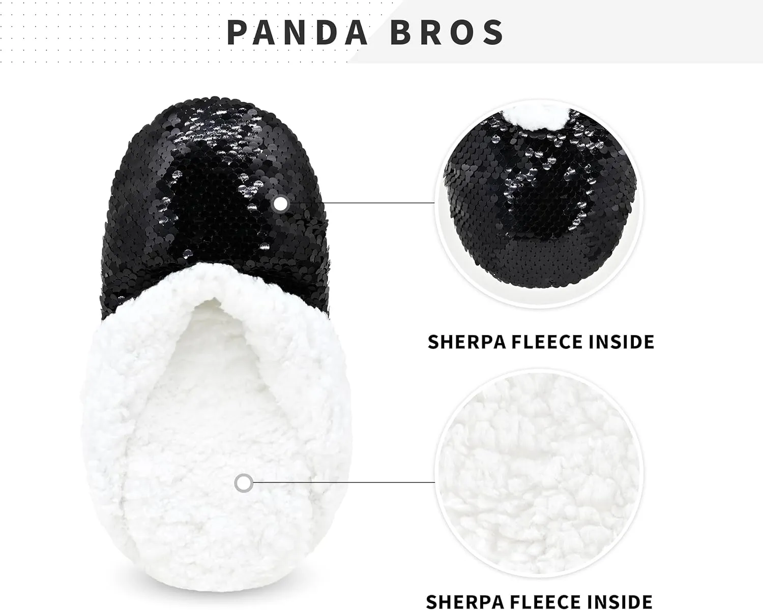 Panda Bros Womens Ballerina Sequin Slippers, Bling House Slippers With Grippers