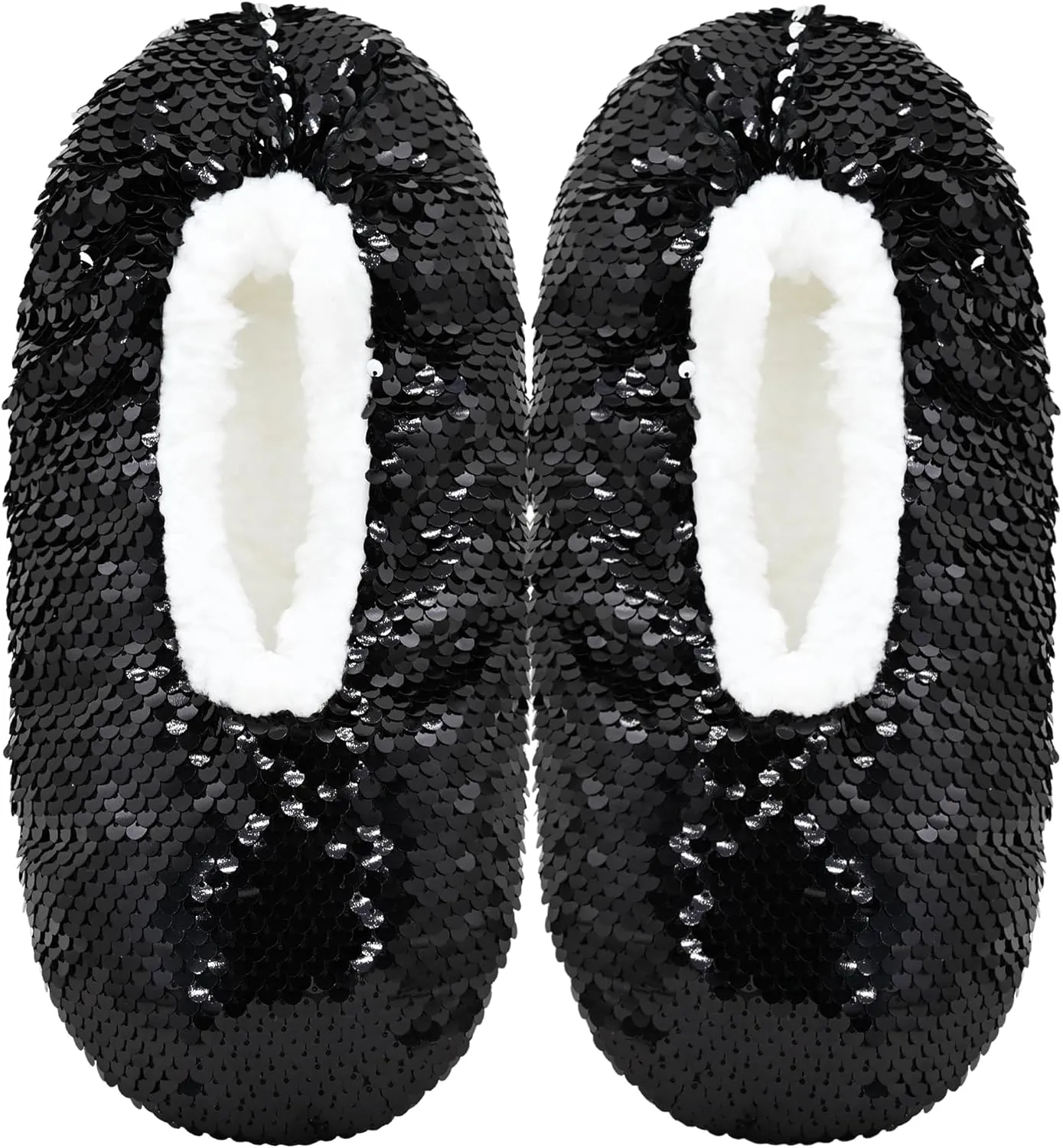 Panda Bros Womens Ballerina Sequin Slippers, Bling House Slippers With Grippers