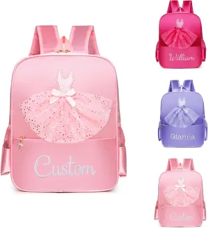 Personalized Ballet Dance Backpack for Girls with Embroidery Name, Cute Custom Dance Duffle Bag, Waterproof, Gymnastics Bag, Pink Backpack for Toddler with Tutu Dress, Birthday Gift, Christmas Gift