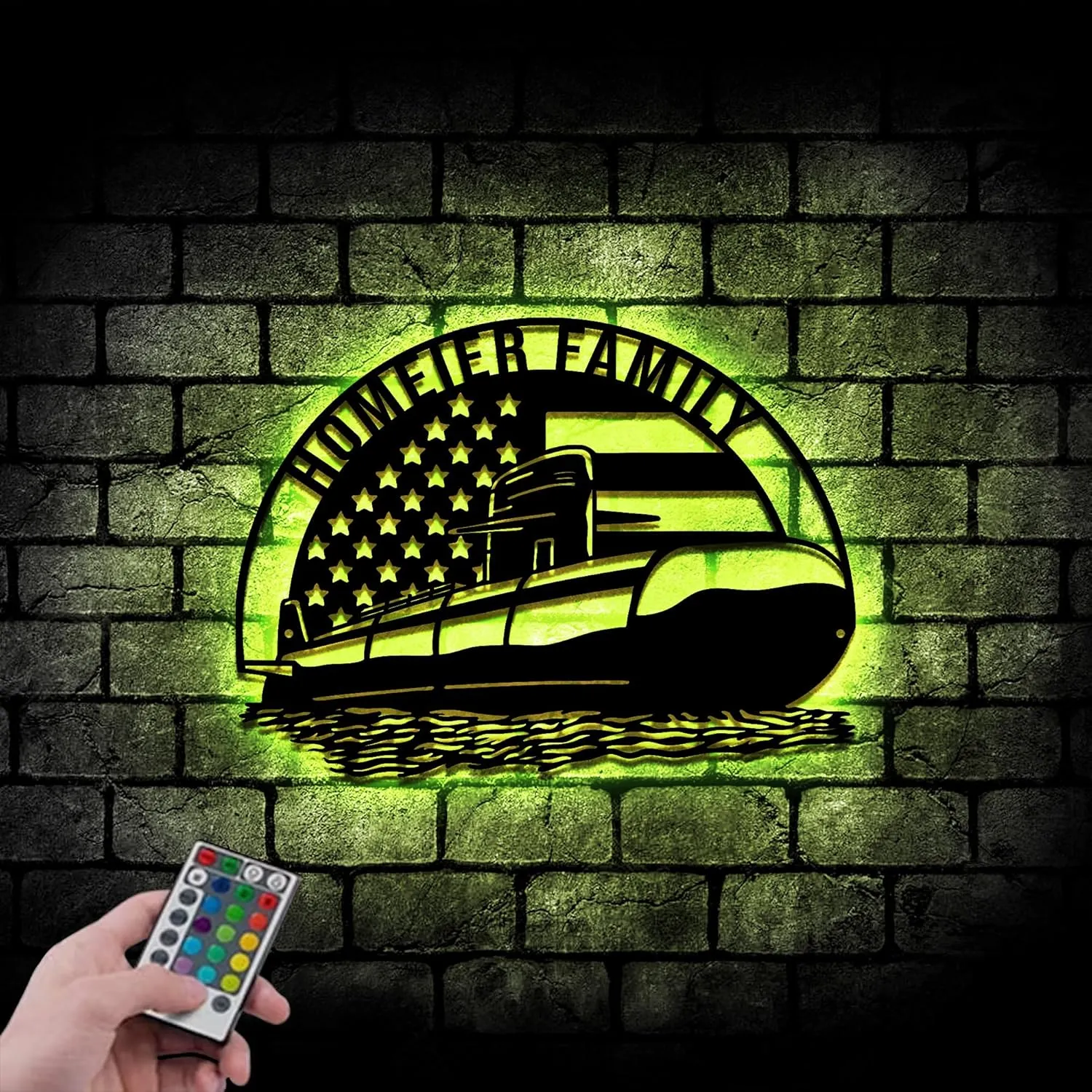 Personalized Metal Veteran Signs American Submarine U-Boat Monogram 8-36 inches Patriotic Home Decor Custom Metal Signs Military Gifts with LED Light (Style 36)