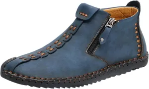 Phanile Mens Shoes, Men's Outdoor Comfy Arch Support Waterproof Walking Shoes, Orthopedic Sneakers Breathable and Light & Non-Slip Zipper Outdoor Casual Handmade Shoes Work Boot