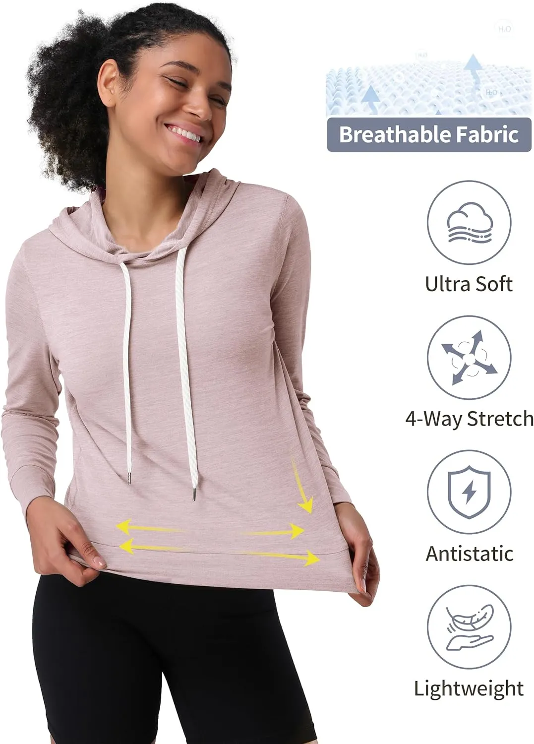 Pioneer Camp Women's Lightweight Hoodies Pullover Thin Soft Gym Hooded Sweatshirt Workout Athletic Running Yoga Casual Tops