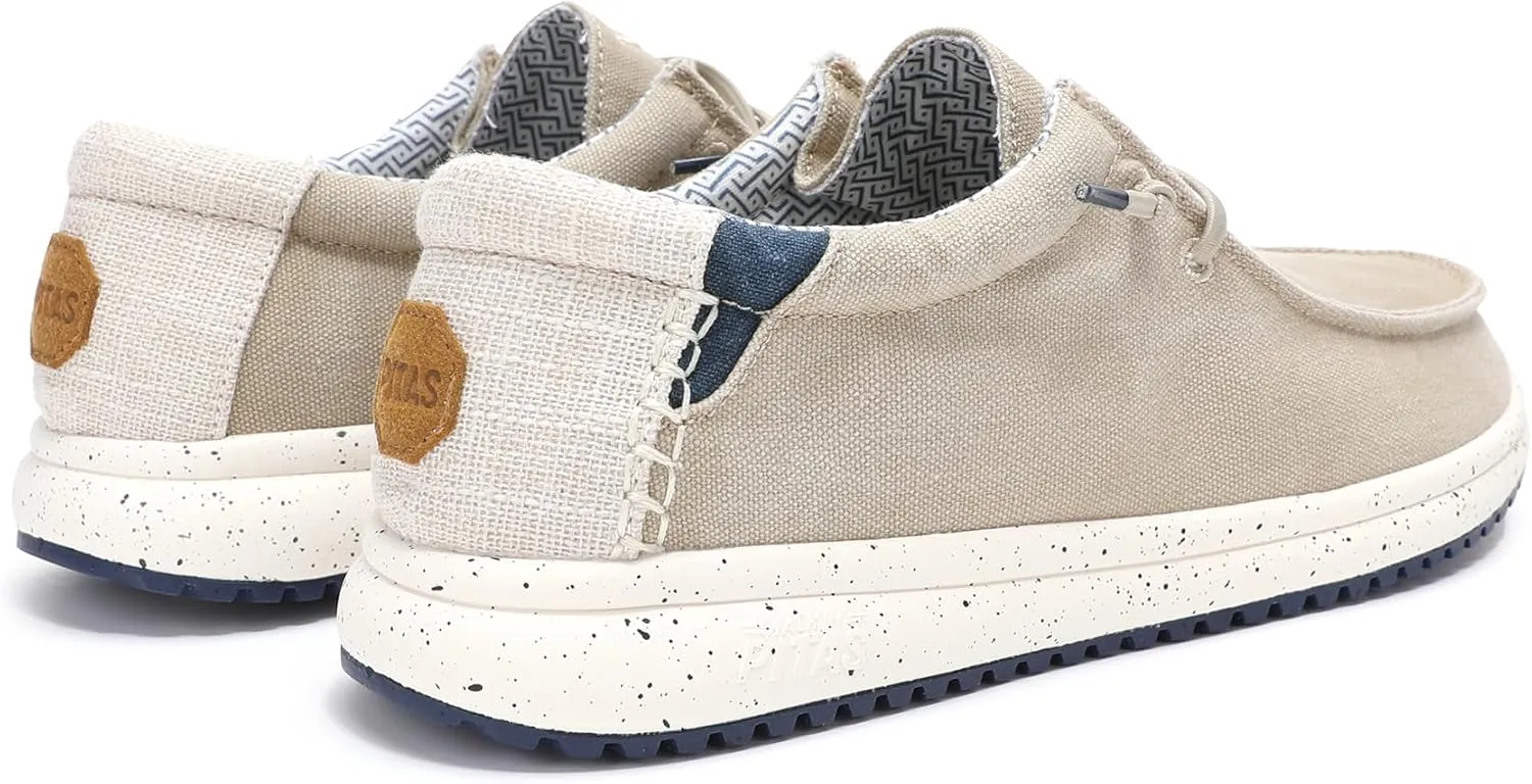 PITAS Men’s Nías Boat Shoes | Casual Slip-On Loafers for Men | Ultra Light & Comfortable | Beige