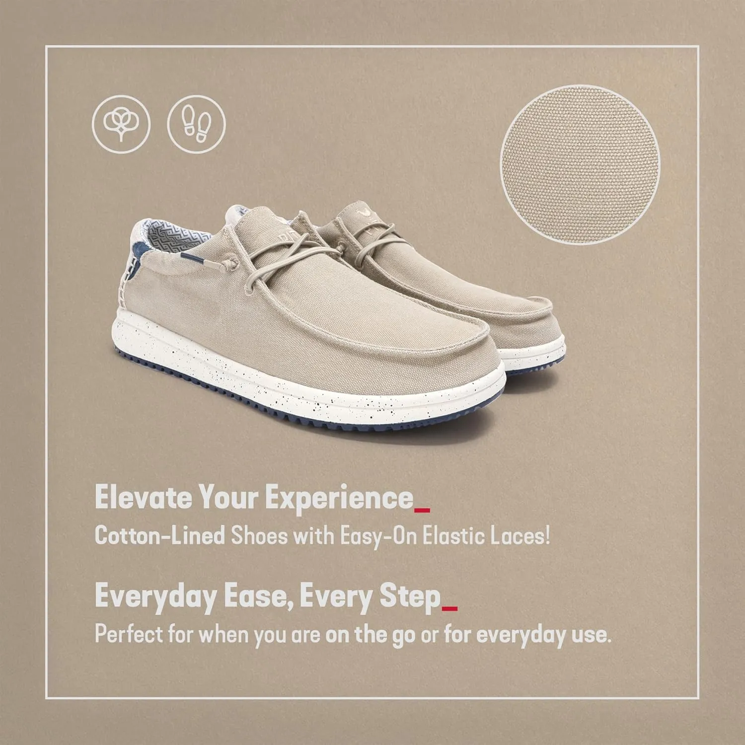 PITAS Men’s Nías Boat Shoes | Casual Slip-On Loafers for Men | Ultra Light & Comfortable | Beige
