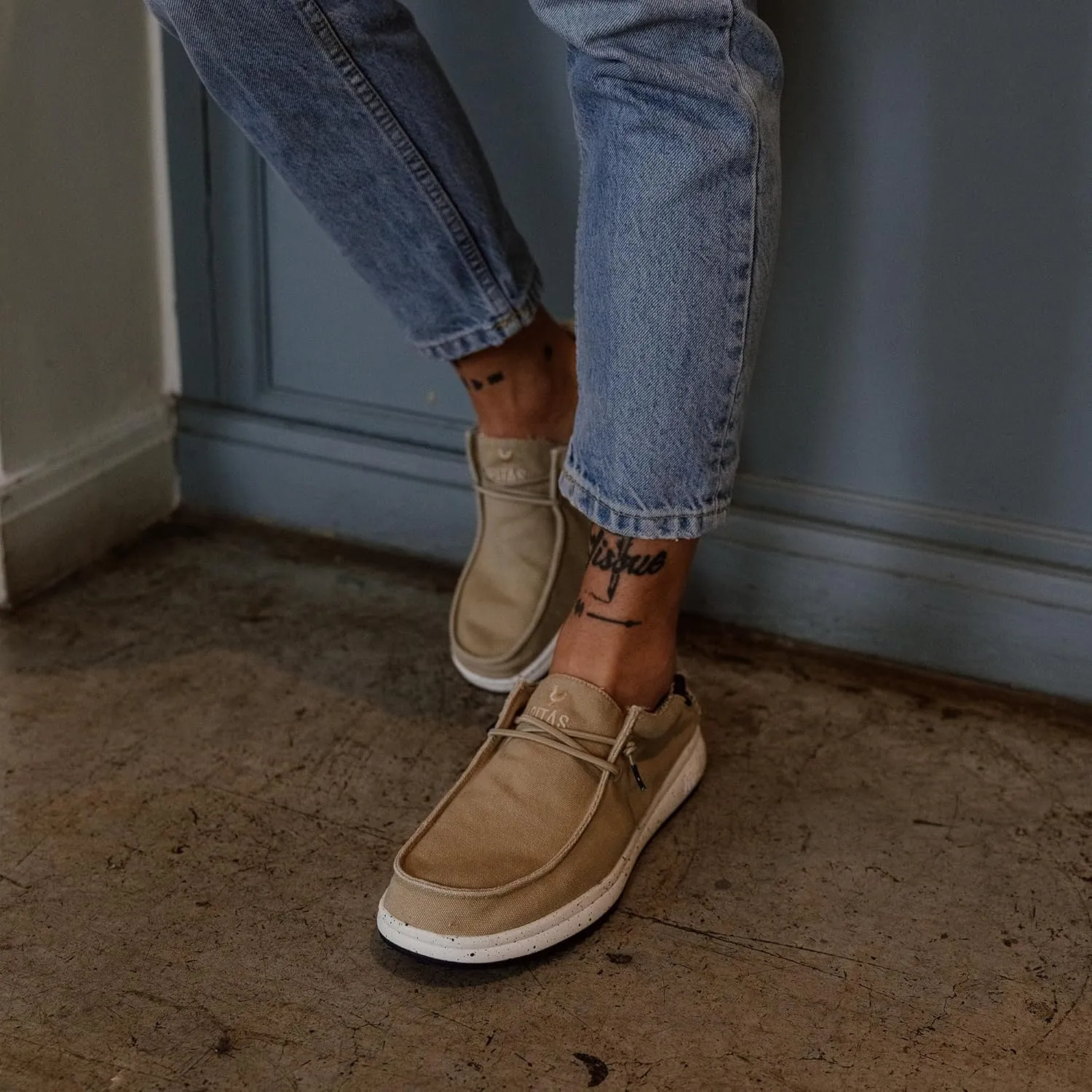 PITAS Men’s Nías Boat Shoes | Casual Slip-On Loafers for Men | Ultra Light & Comfortable | Beige