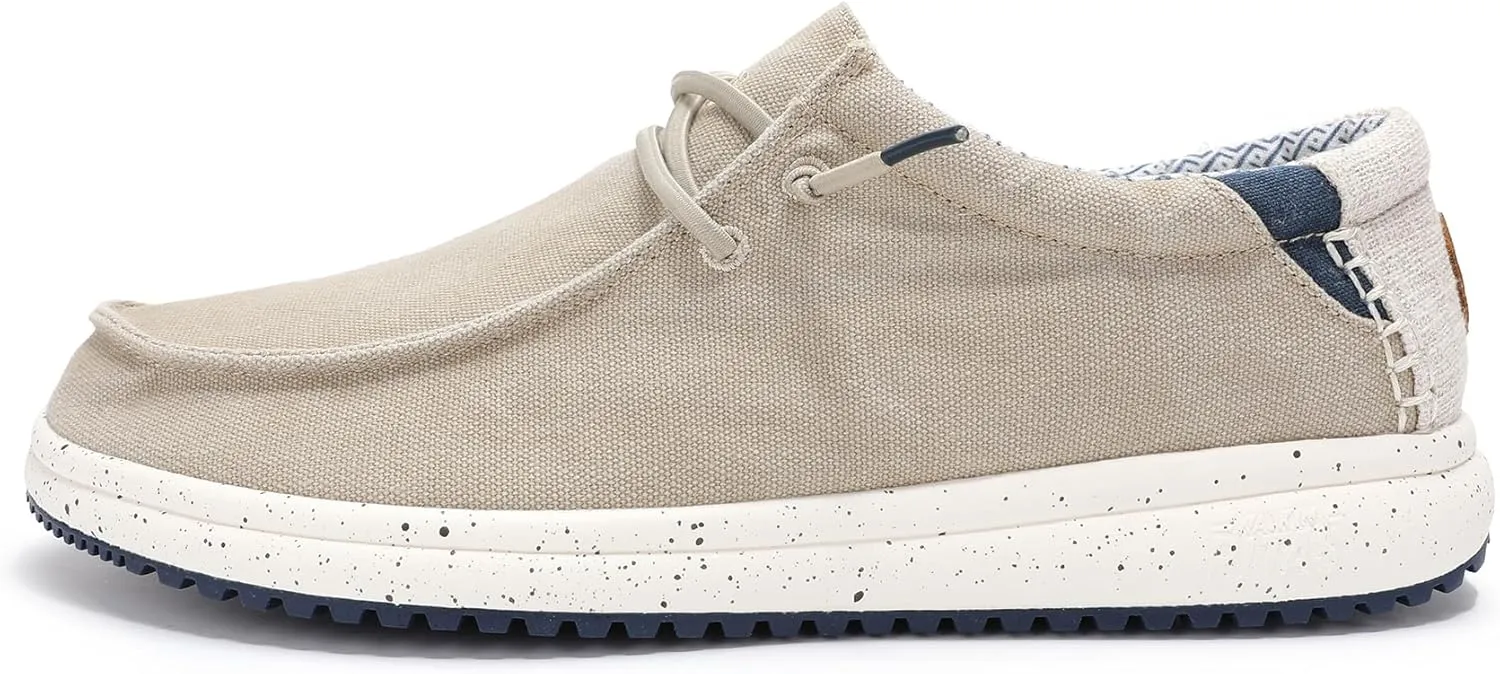 PITAS Men’s Nías Boat Shoes | Casual Slip-On Loafers for Men | Ultra Light & Comfortable | Beige