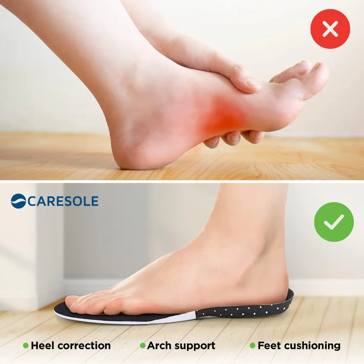Plantar Pro Insoles Men Women - (Medium) Comfort Gel Foot Arch Support Inserts for Low to Flat Arches, Sore Heels and Feet | Cut to Size Removable Inner Soles for Sneaker, Boot, Work Shoes