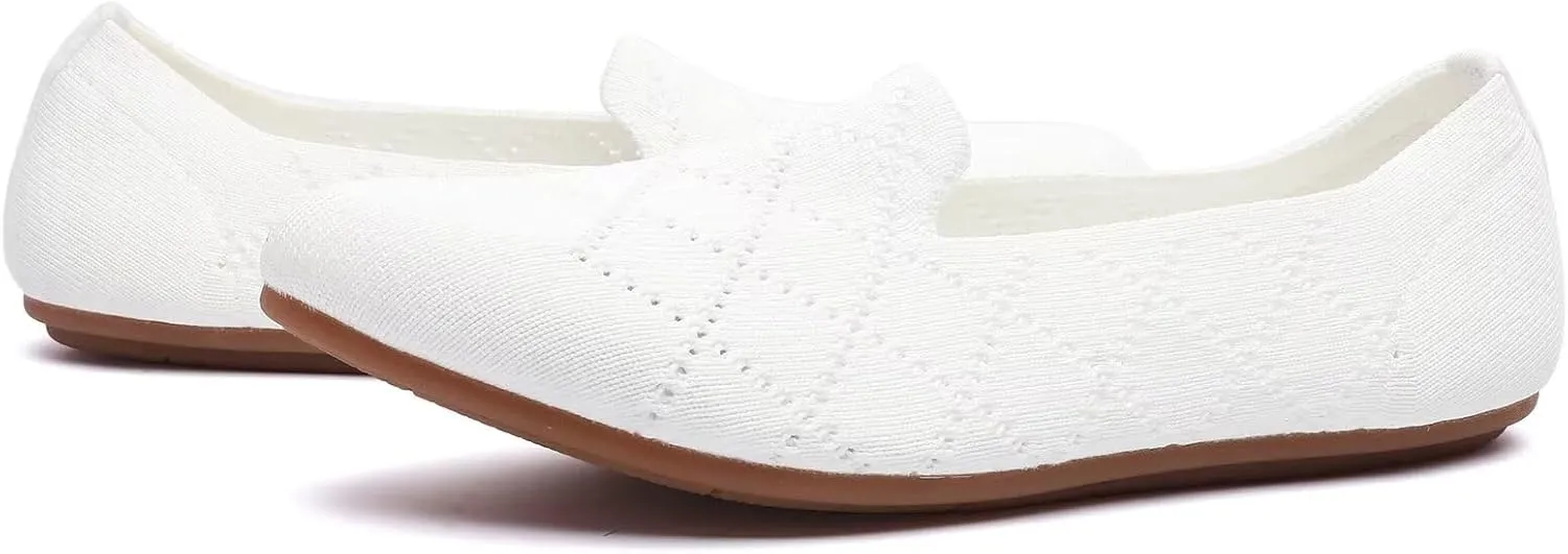 poemlady Women’s Ballet Flat Dress Knit Round Toe Slip On Ballerina Walking Shoes for Womam Casual Comfort Soft