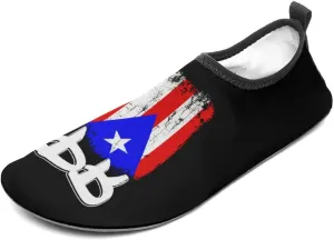 Puerto Rico PR Flag Quick-Dry Water Sports Shoes for Beach Swim Surf Water Sport Slip-on Aqua Socks for Women Men 11/12men