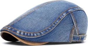 Quanhaigou Unisex Denim Newsboy Hats Flat Ivy Gatsby Cabbie Driving Berets Hat Cotton Dad Cap for Men Women