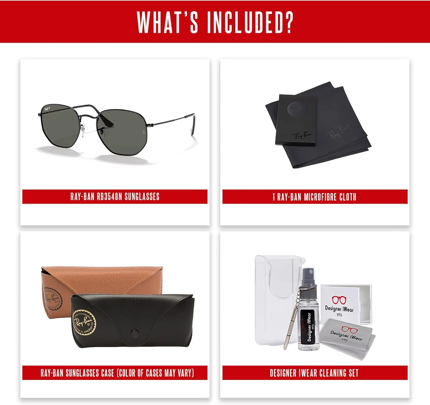Ray-Ban RB3548N Hexagonal Sunglasses For Men For Women   Bundle with Designer iWear Kit