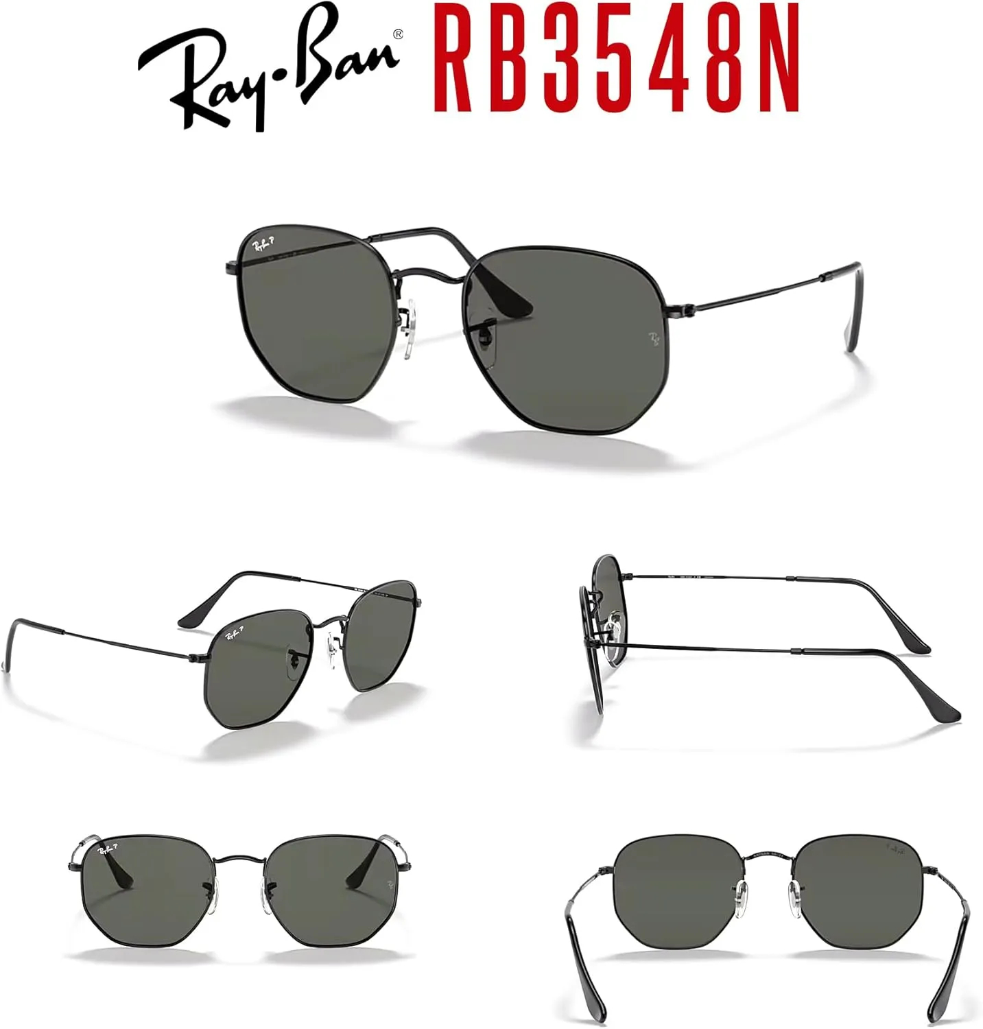 Ray-Ban RB3548N Hexagonal Sunglasses For Men For Women   Bundle with Designer iWear Kit