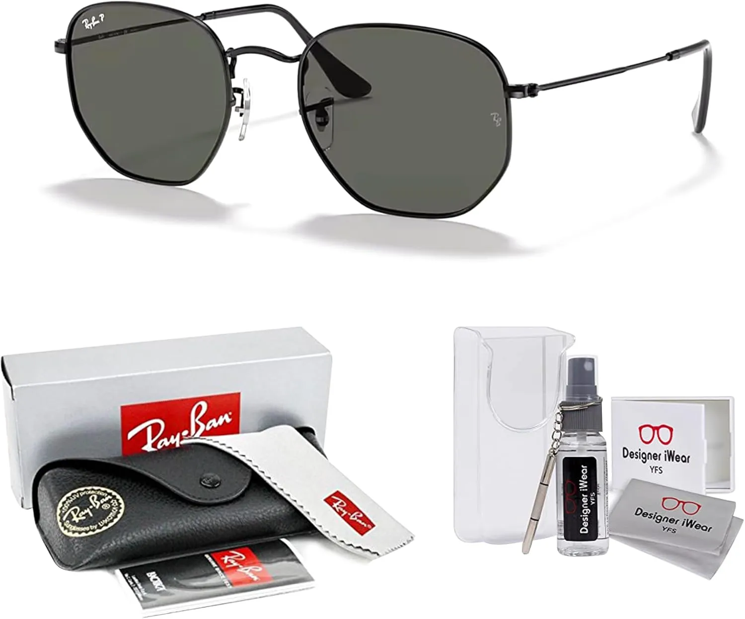 Ray-Ban RB3548N Hexagonal Sunglasses For Men For Women   Bundle with Designer iWear Kit