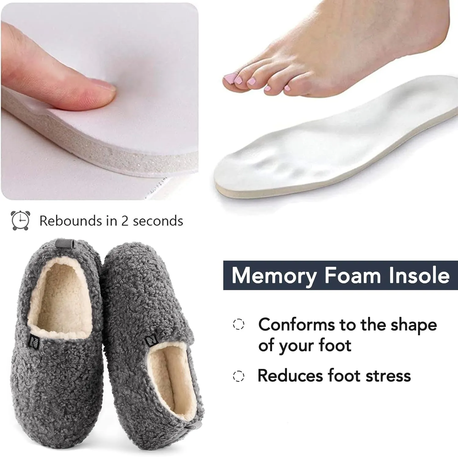 RockDove Women's Faux Shearling Closed Back Slipper with Memory Foam
