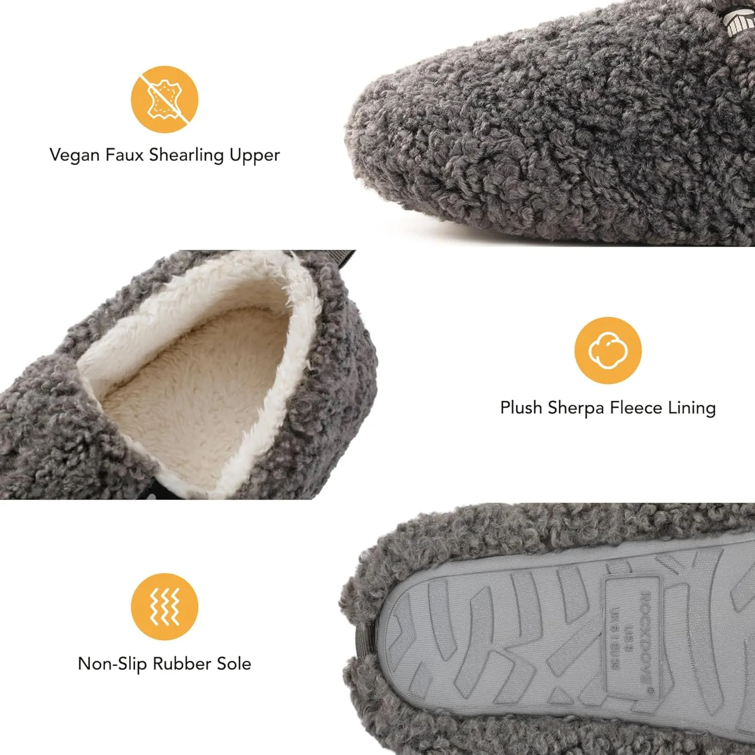 RockDove Women's Faux Shearling Closed Back Slipper with Memory Foam