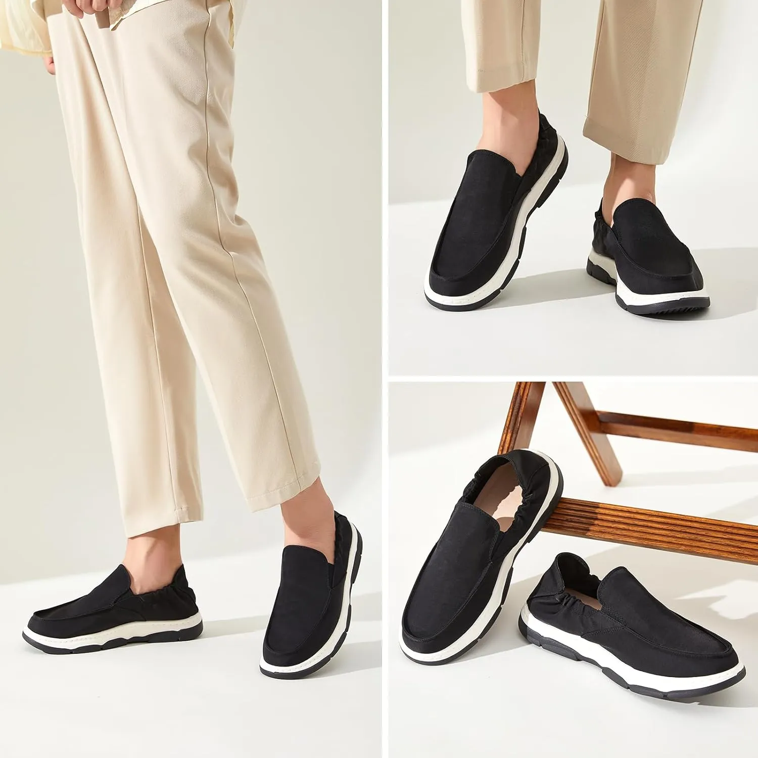 Rominz Mens Loafers Casual Slip on Shoes Black Penny Loafers Shoes Boat Shoes for Men Fashion Sneakers