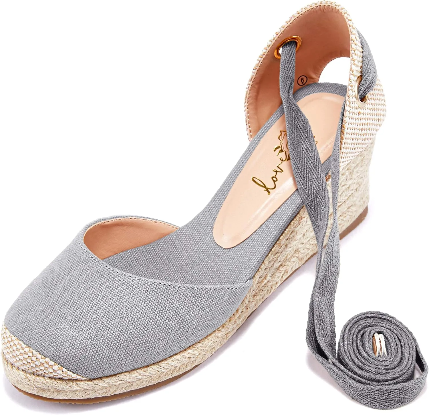 Ruanyu Womens Platform Espadrille Sandals Lace Up Closed Toe Summer Wedge Sandals