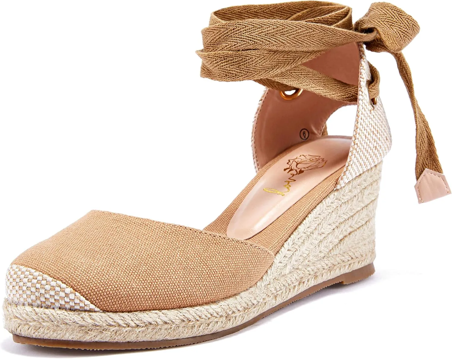Ruanyu Womens Platform Espadrille Sandals Lace Up Closed Toe Summer Wedge Sandals