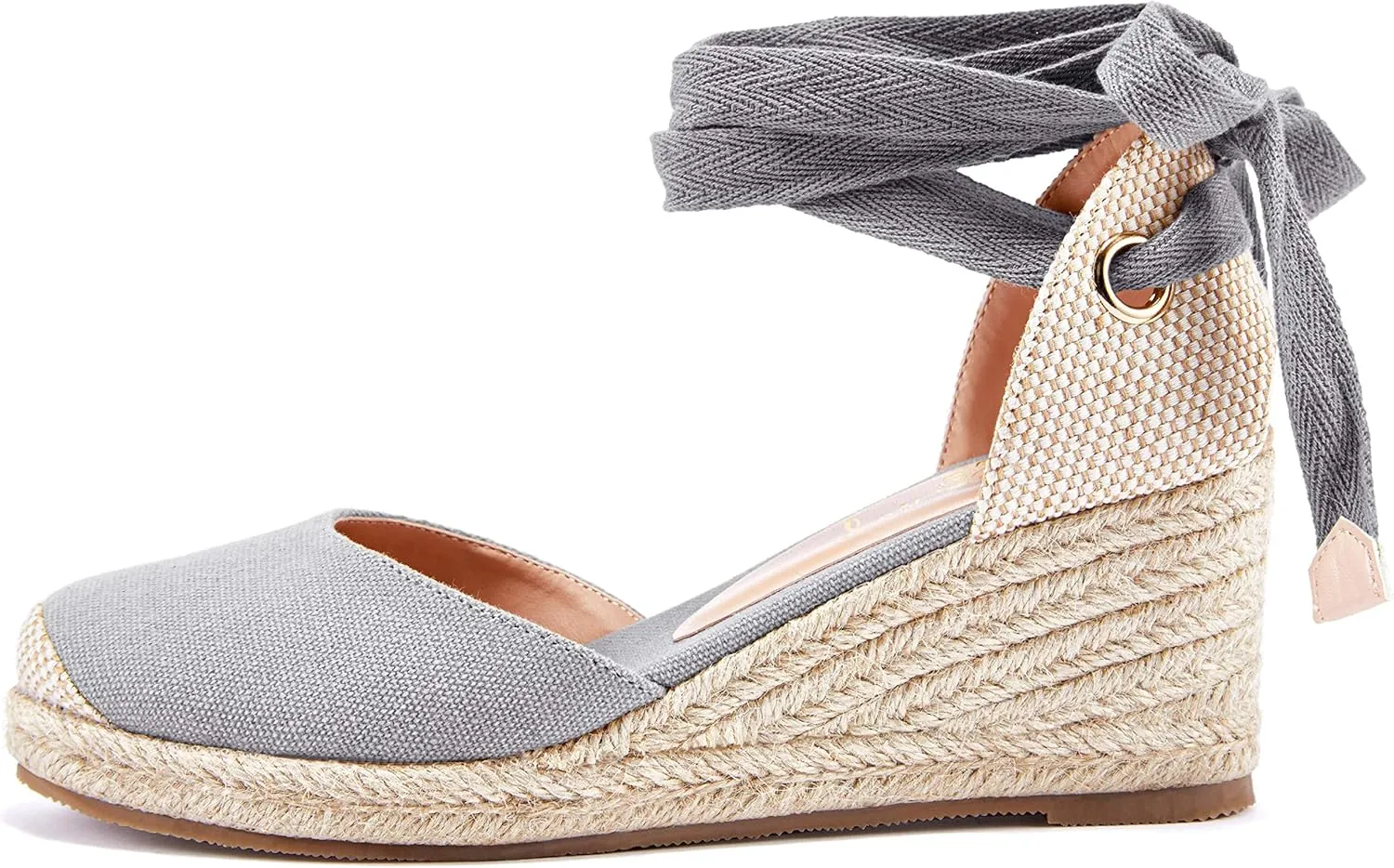 Ruanyu Womens Platform Espadrille Sandals Lace Up Closed Toe Summer Wedge Sandals