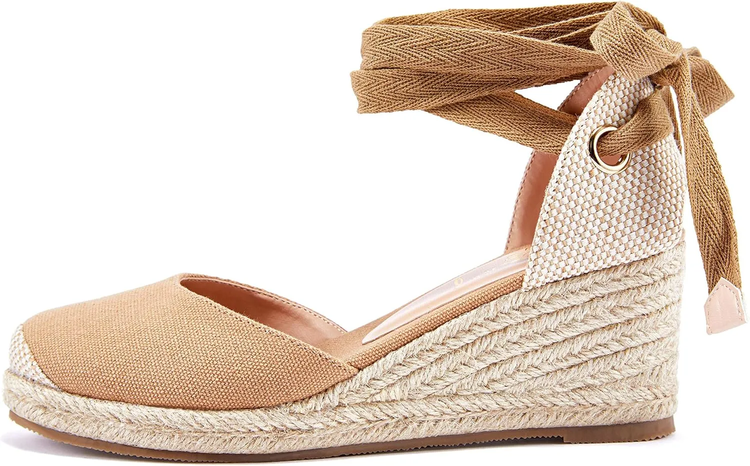 Ruanyu Womens Platform Espadrille Sandals Lace Up Closed Toe Summer Wedge Sandals