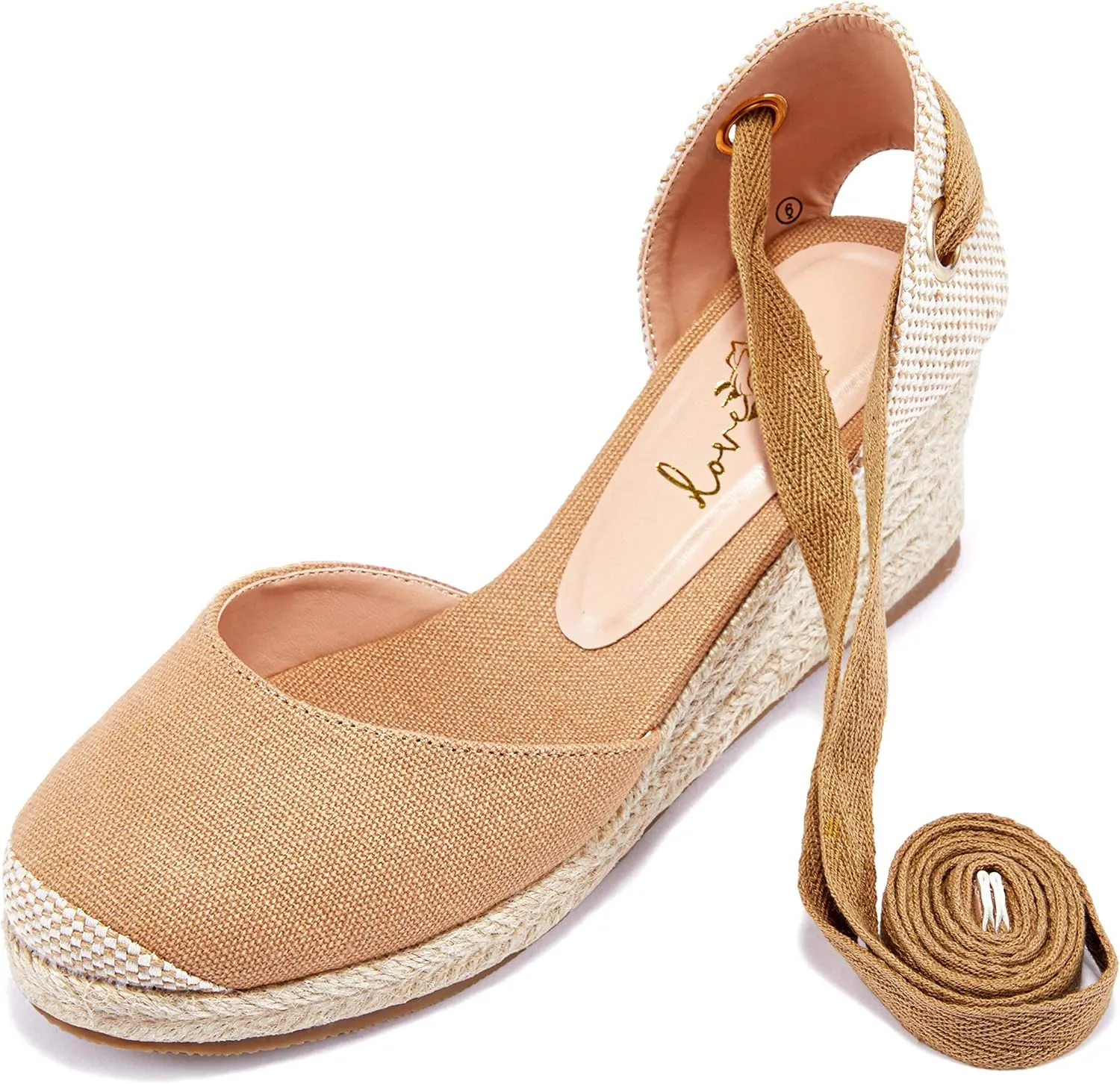 Ruanyu Womens Platform Espadrille Sandals Lace Up Closed Toe Summer Wedge Sandals
