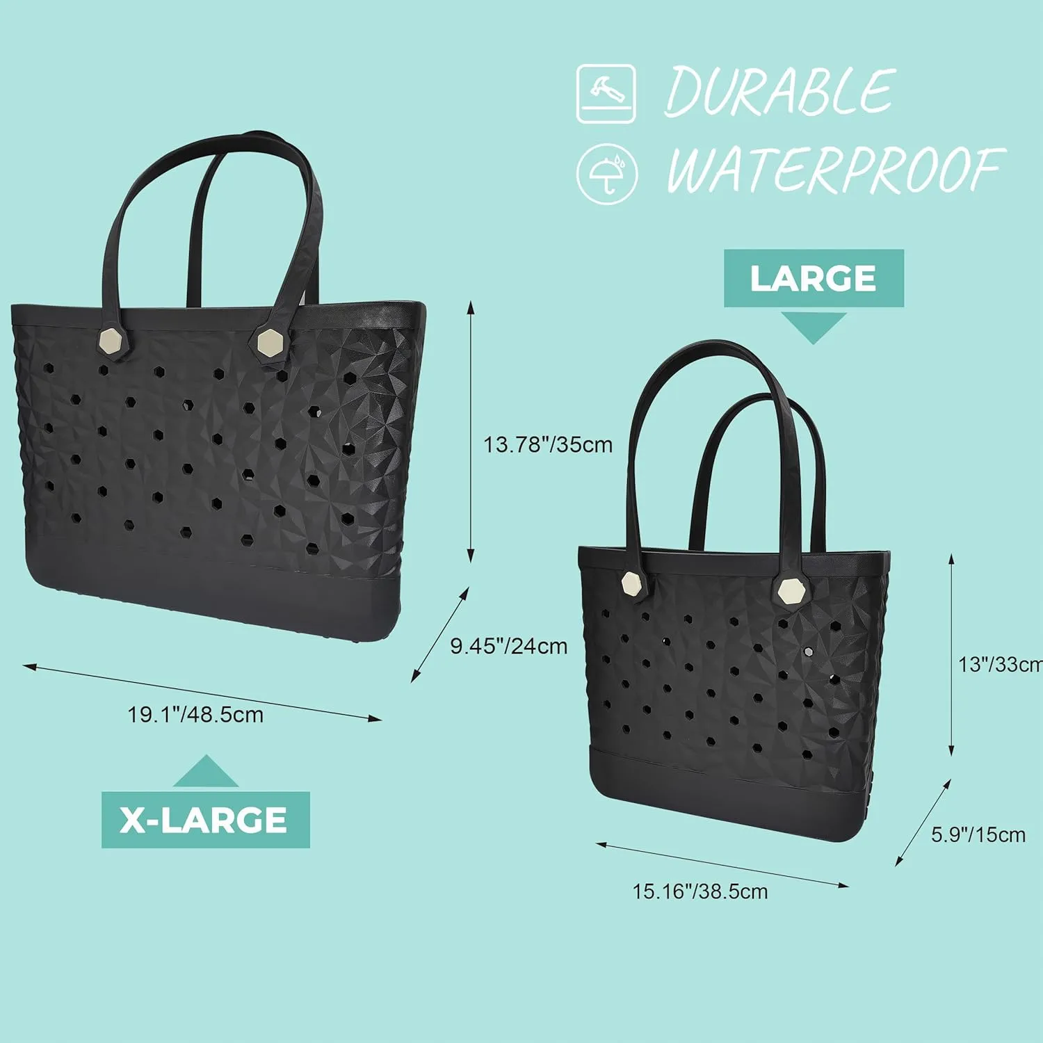 Rubber Beach Tote Bag Waterproof Tip-Proof Outdoor Tote Bag for the Beach Boat Pool Sports