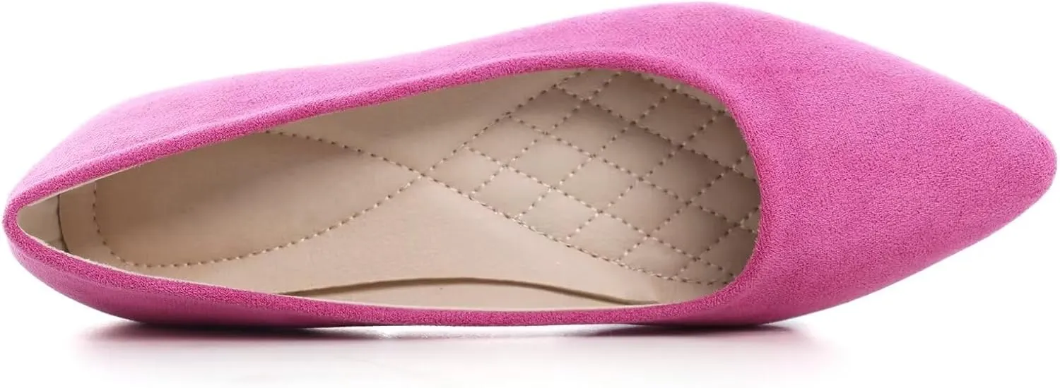 SAILING LU Womens Suede Pointed Toe Ballet Flats Comfortable Wedding Party Casual Slip-On Ballerina Dressy Shoes for Women Walking Shoes