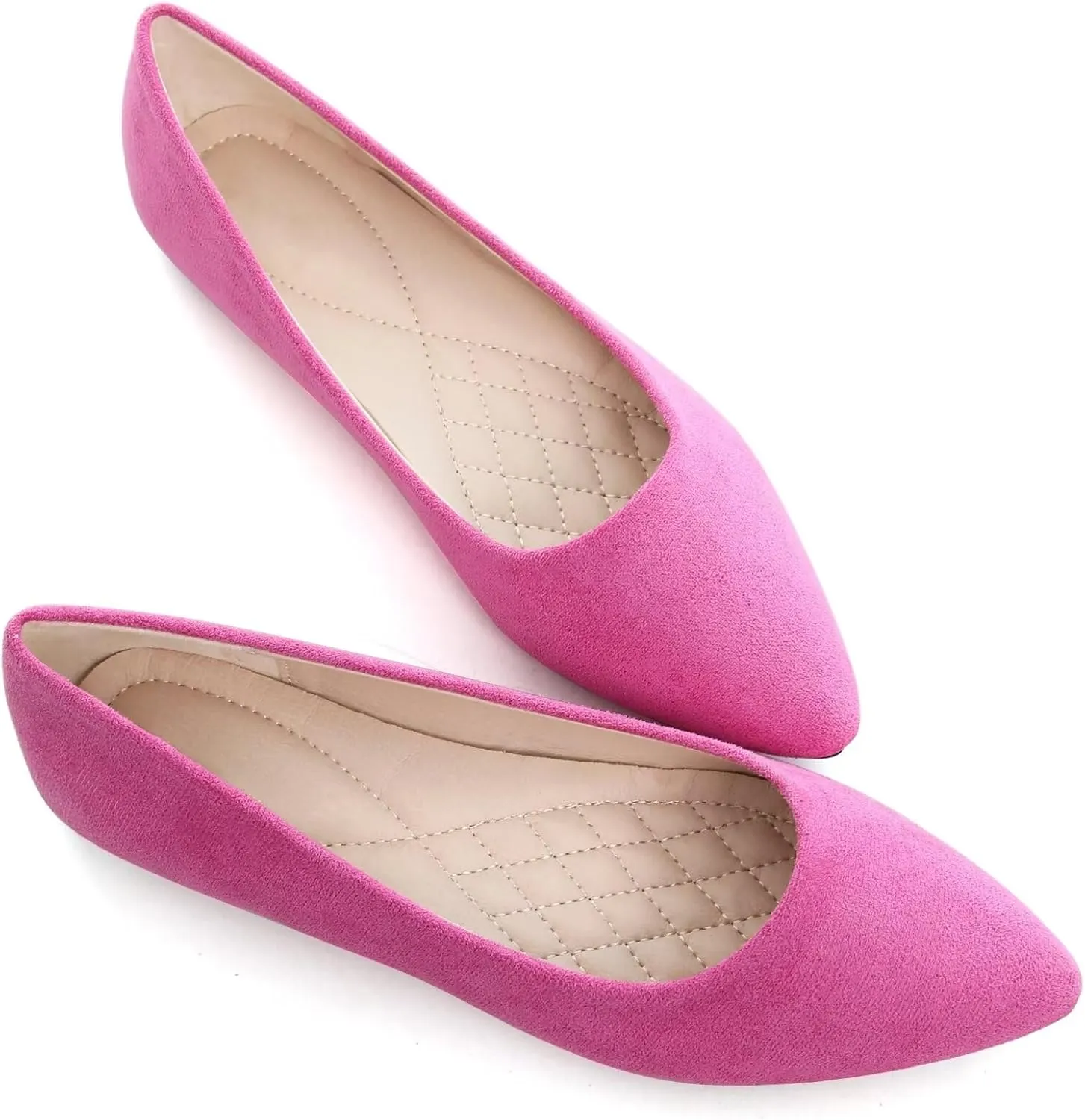 SAILING LU Womens Suede Pointed Toe Ballet Flats Comfortable Wedding Party Casual Slip-On Ballerina Dressy Shoes for Women Walking Shoes