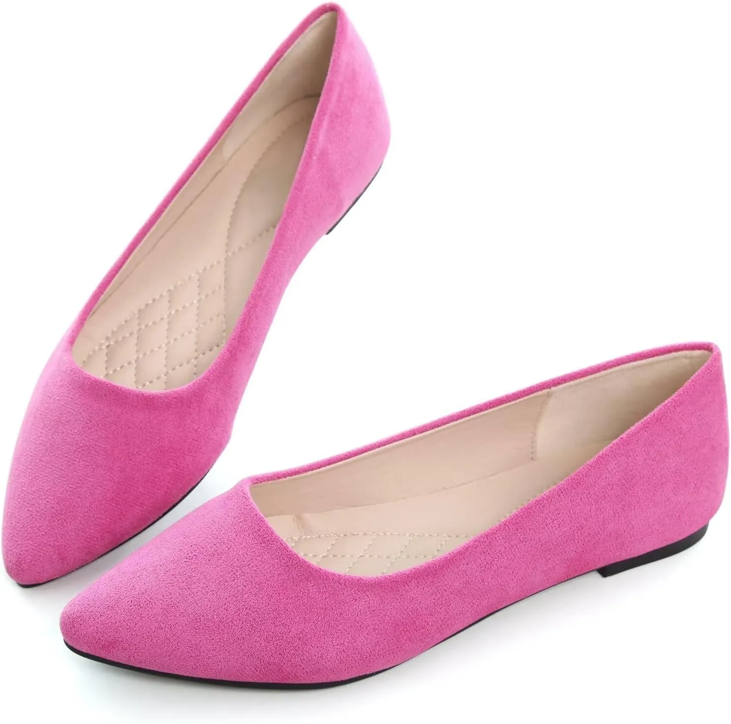 SAILING LU Womens Suede Pointed Toe Ballet Flats Comfortable Wedding Party Casual Slip-On Ballerina Dressy Shoes for Women Walking Shoes