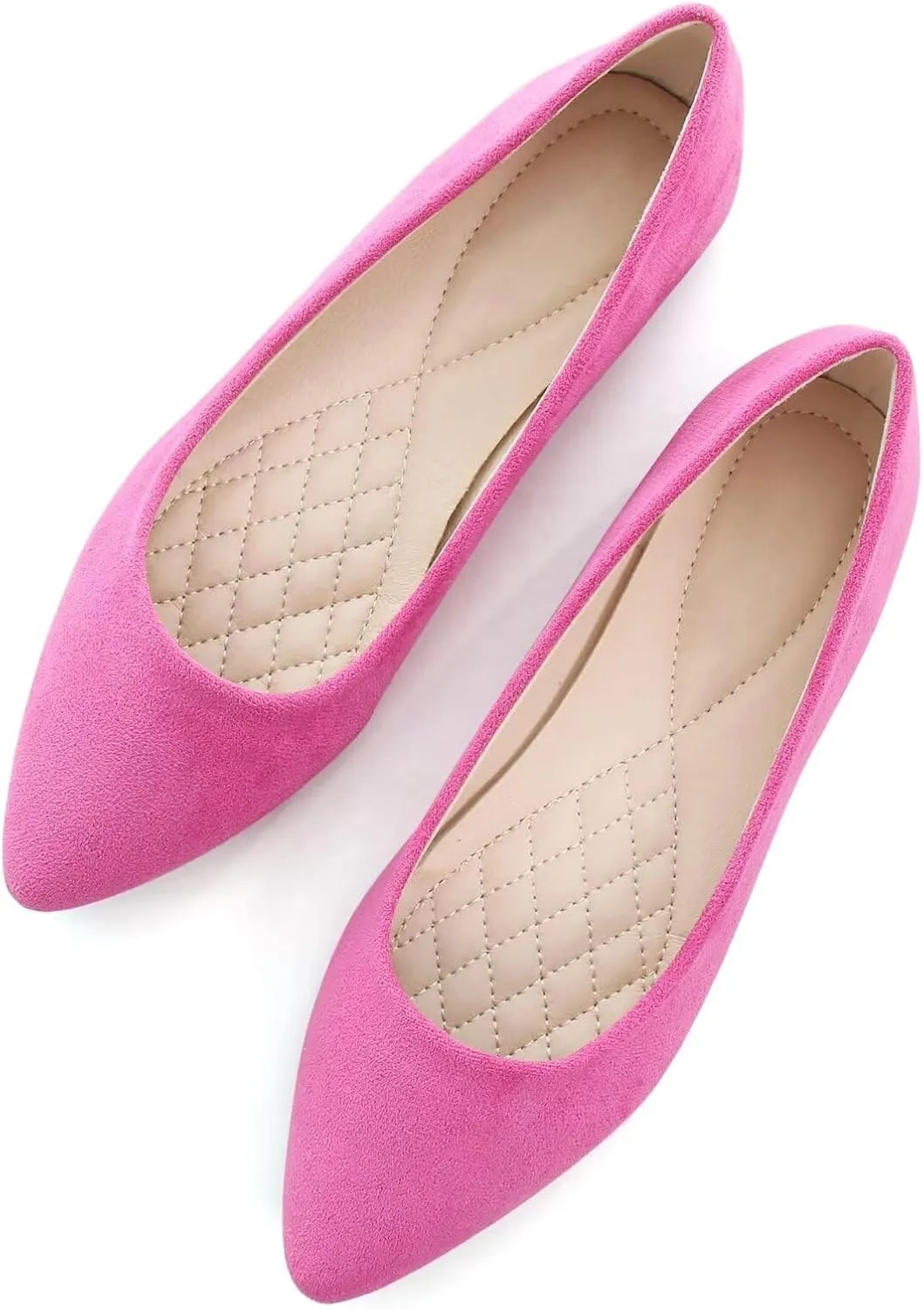 SAILING LU Womens Suede Pointed Toe Ballet Flats Comfortable Wedding Party Casual Slip-On Ballerina Dressy Shoes for Women Walking Shoes