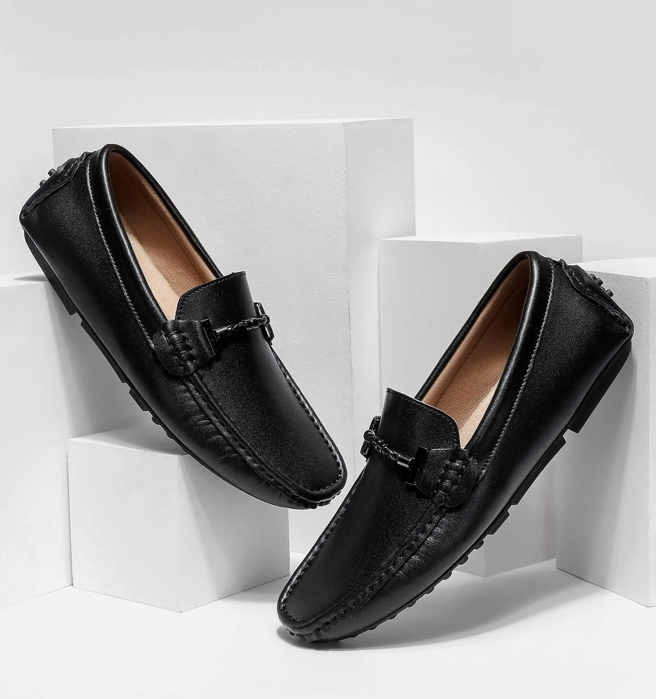 Santimon Men's Penny Loafers Moccasin Driving Shoes Slip On Flats Boat Shoes